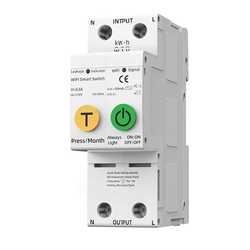 [324.13.01.02.23] Tuya WIFI recloser  smart switch 2P 63A,Power monitor & Power leakage protection TYRC2P-63SLM