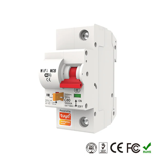 Tuya WIFI circuit Breaker 1P 63A 220V, Overload, over current, short- circuit, overvoltage, undervoltage, Temp. detection function, Power monitor 2BT1P-63M