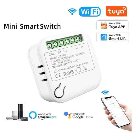 [355.12.05.02.12] كنتترول TUYA  شبكة واي في سمرت خطين RSR03