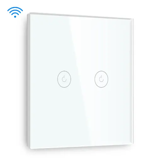 [320.13.10.02.02] Wifi 2gang 1way touch switch,1000W/gang ,Nuetral&Live wire W1-201