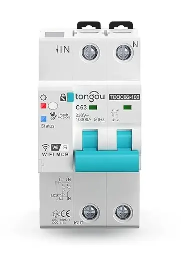 [324.13.03.02.26] قاطع الدائرة الكهرباء الذكي من تويّا ( 63A) 220V 2BT2P-63S