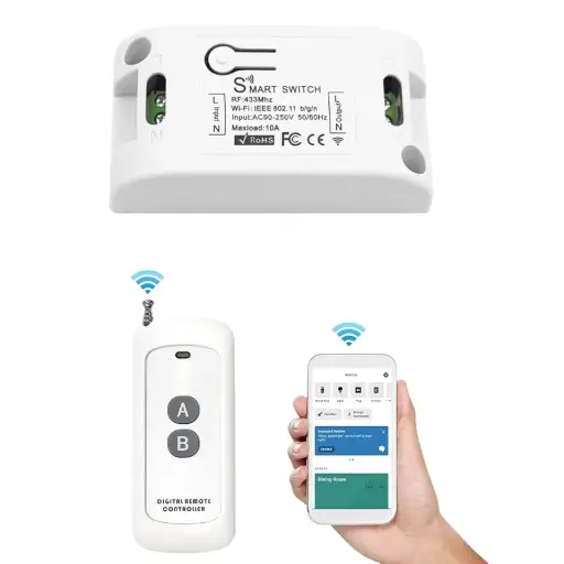 [355.12.05.04.14] مفتاح Wifi مع فيوز الحماية يمكنه التحكم في المصابيح عن طريق WIFI تطبيق RSR01