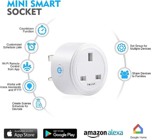 [355.12.10.01.20] Plug UK 16A 2000W WiFi Frequency:2.4GHZ with power monitor WHDZ03